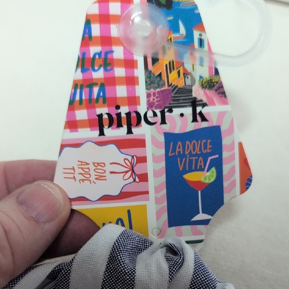 Piper K Blue & White Striped Chambray Hairband - Picture 3 of 6